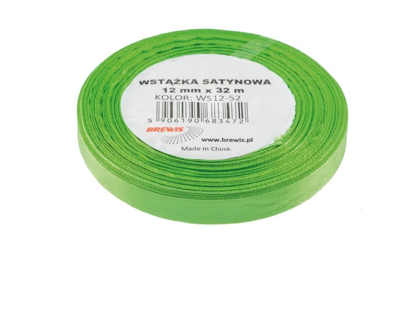 Wstążka satynowa 12mmx32m zielona 4 Brewis